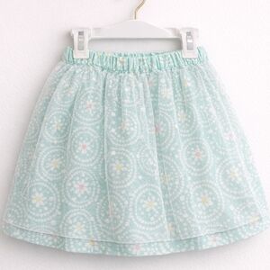 Light Mint Floral Circle Print Skirt